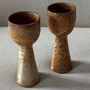 Handmade Set of 2 Pottery Wine Goblets A